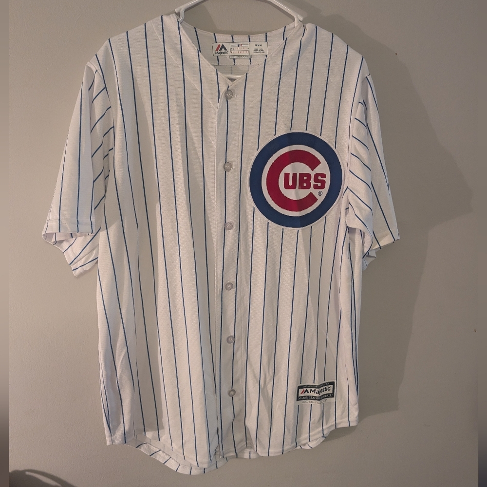 Majestic Chicago Cubs White Pinstripe Baseball Jersey